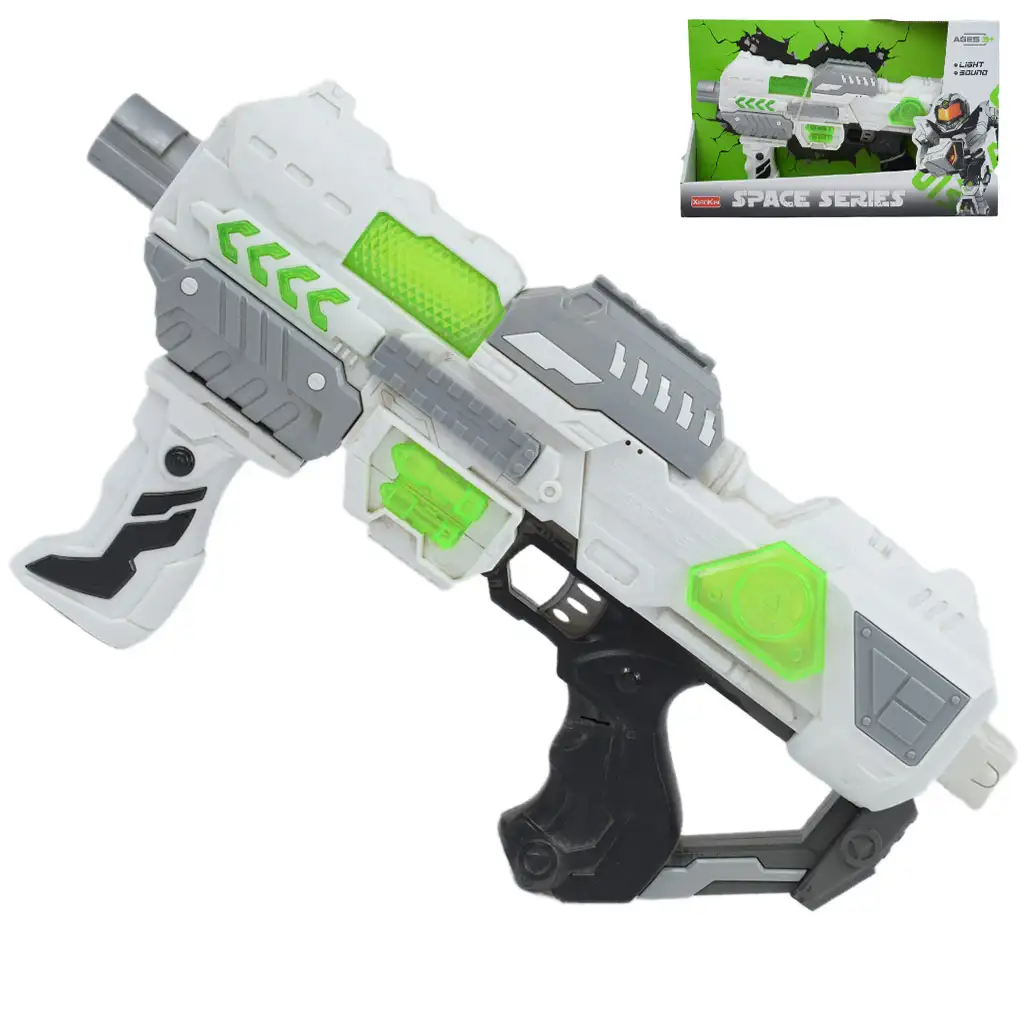 Space Series: Fehér űrfegyver támasztékkal, fénnyel és hanggal 40cm