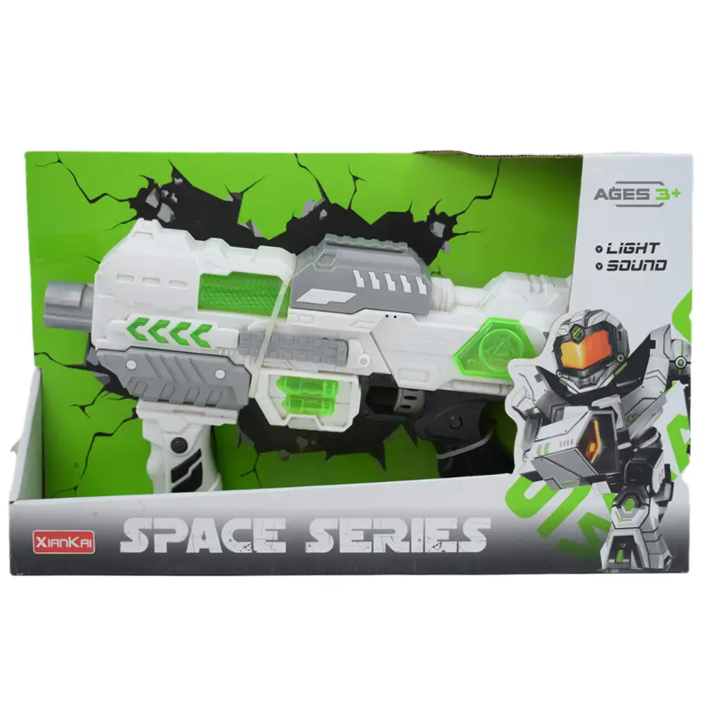 Space Series: Fehér űrfegyver támasztékkal, fénnyel és hanggal 40cm kép 5