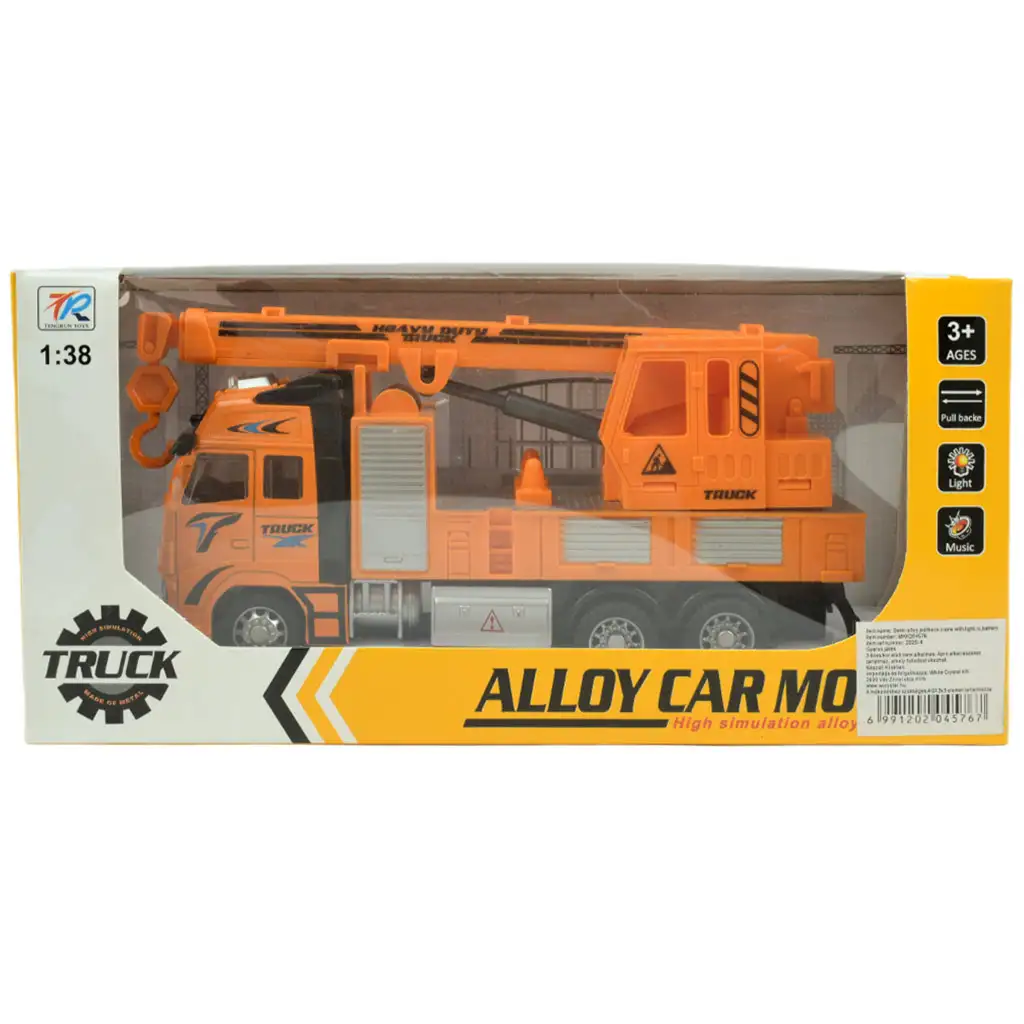 Alloy Car: Lendkerekes csörlődarus teherautó 20cm kép 7