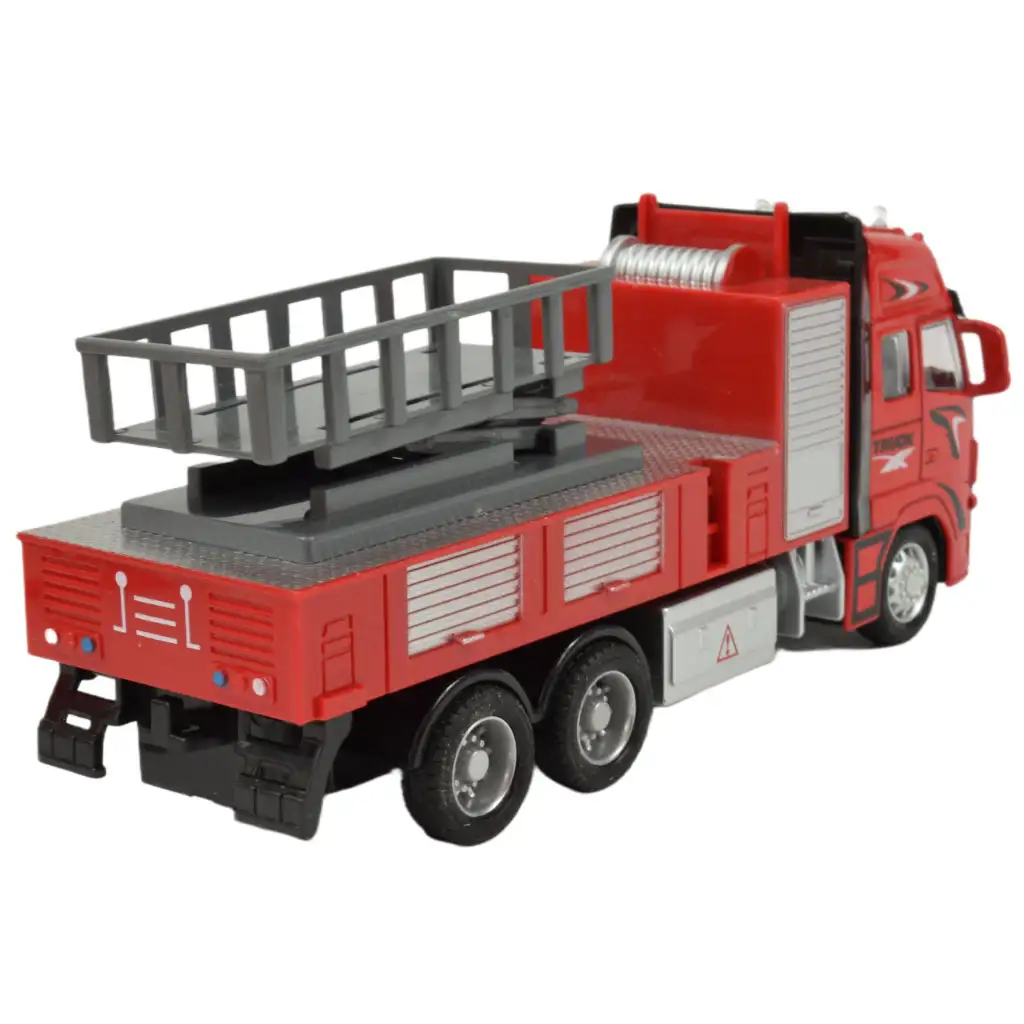 Fire Truck: Lendkerekes emelőkosaras tűzoltóautó fénnyel és hanggal 20cm kép 4