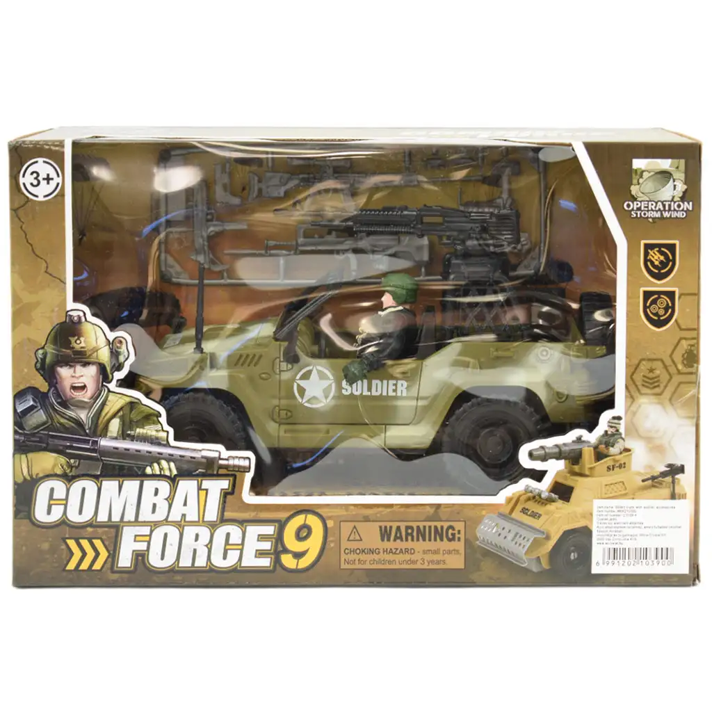 Combat Force 9: Katonai terepjáró katonával és fegyverekkel 22cm kép 6