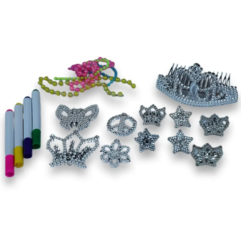 Színezhető csillogó ékszerek szépség szett tiarával és fülbevalókkal kép 2