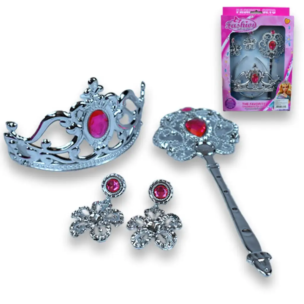 Hercegnős szépségszett tiarával, varázspálcával és fülbevalóval