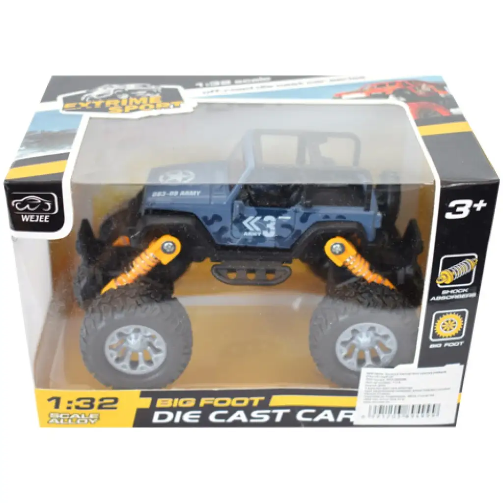 Off-Road hátrahúzós szürke Jeep terepjáró 1/32