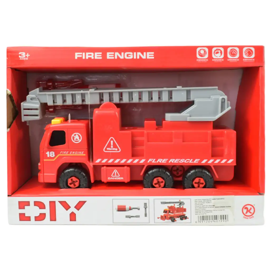 Fire Engine: Darus szétszerelhető tűzoltóautó szerszámokkal és hanggal 20cm kép 8