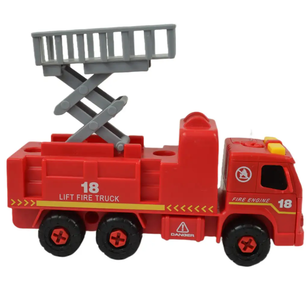 Fire Engine: Emelőkosaras szétszerelhető tűzoltóautó szerszámokkal és hanggal 20cm kép 4