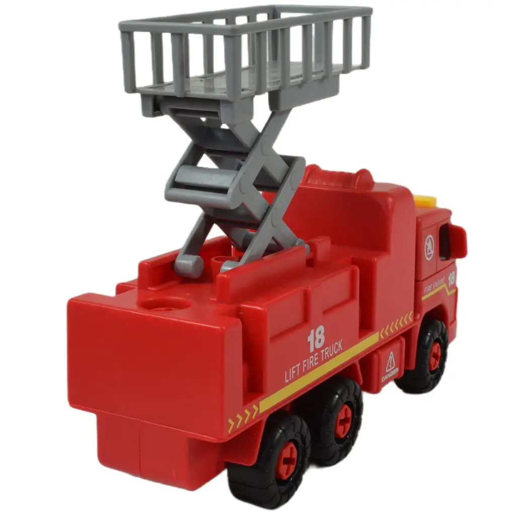 Fire Engine: Emelőkosaras szétszerelhető tűzoltóautó szerszámokkal és hanggal 20cm kép 5