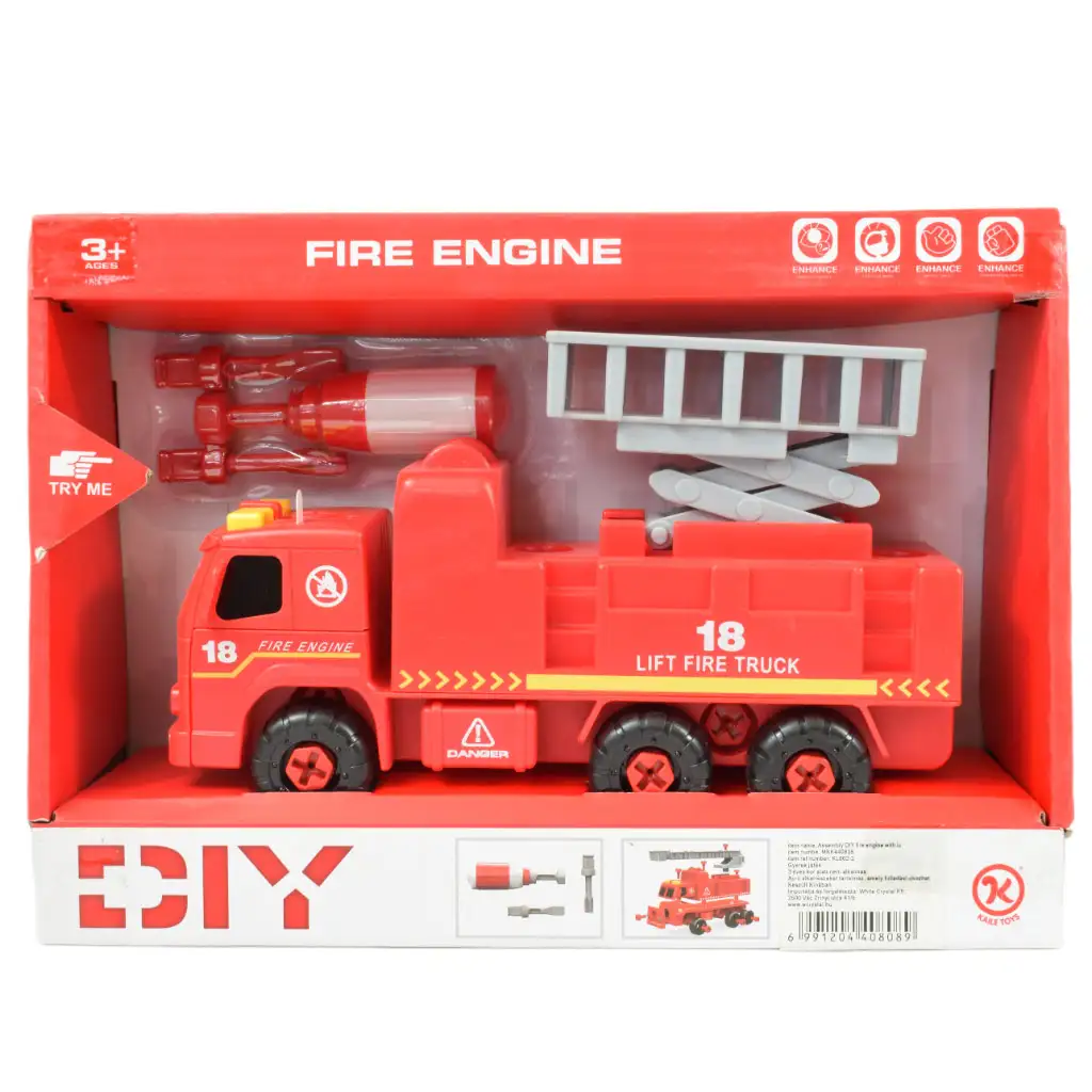 Fire Engine: Emelőkosaras szétszerelhető tűzoltóautó szerszámokkal és hanggal 20cm kép 7