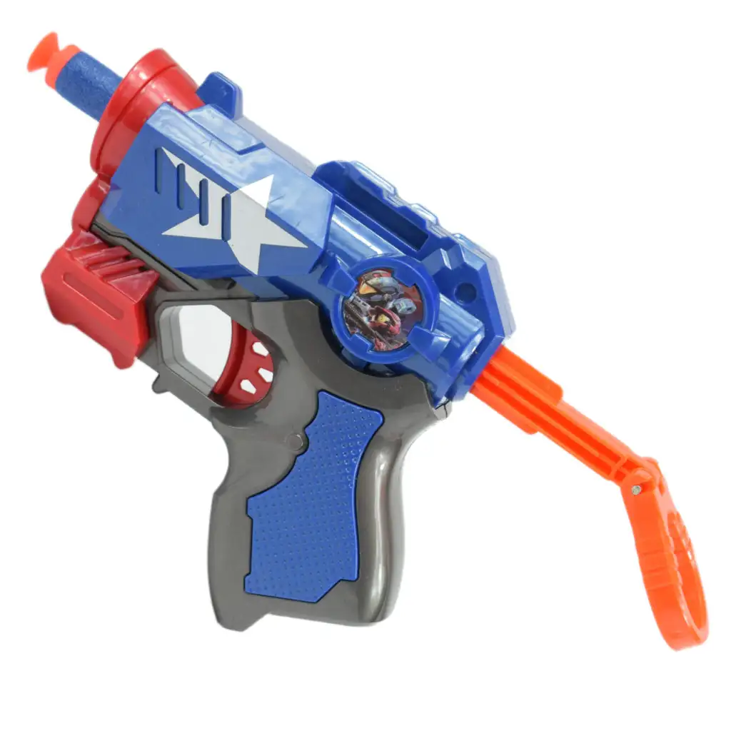 Cool Soft Bullet Gun: Kisméretű szivacslövő fegyver töltényekkel kék színben 14cm kép 2