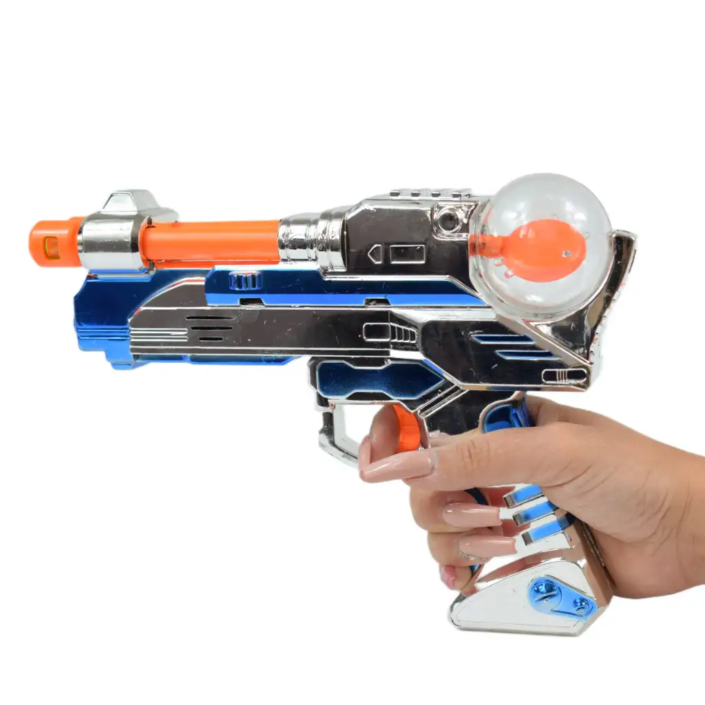 Space Warrior: Elektromos krómszínű űrfegyver fénnyel és hanggal 24cm kép 5