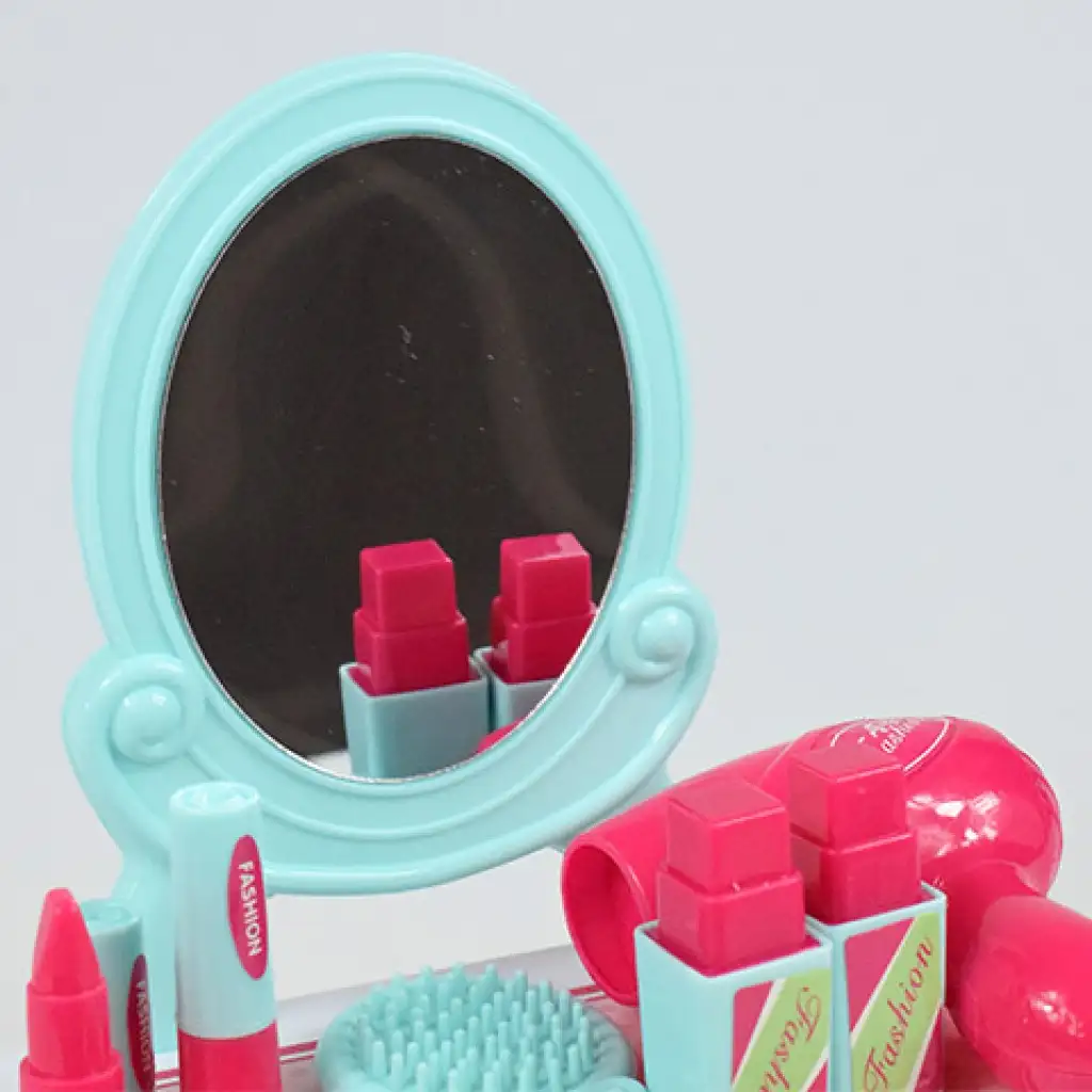 Szépség szett tükrös fésülködő asztalkával és sminkekkel tárolódobozban kép 5
