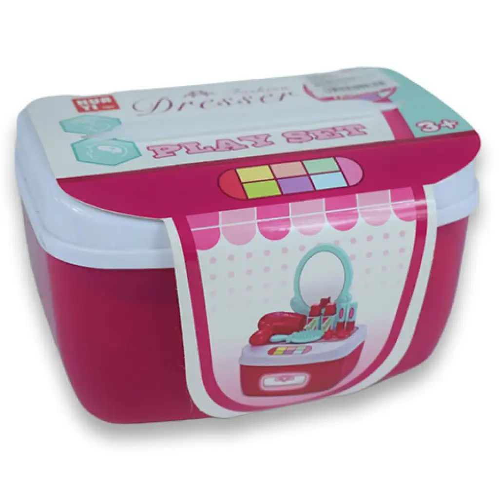 Szépség szett tükrös fésülködő asztalkával és sminkekkel tárolódobozban kép 9