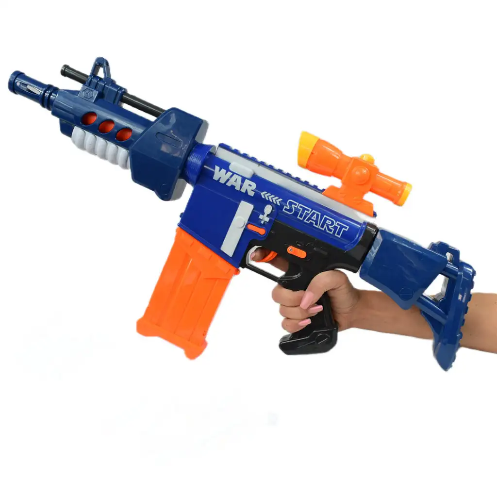 Soft Bullet Gun: Elektromos szivacslövő fegyver tárral és töltényekkel kétféle változatban 60cm kép 6