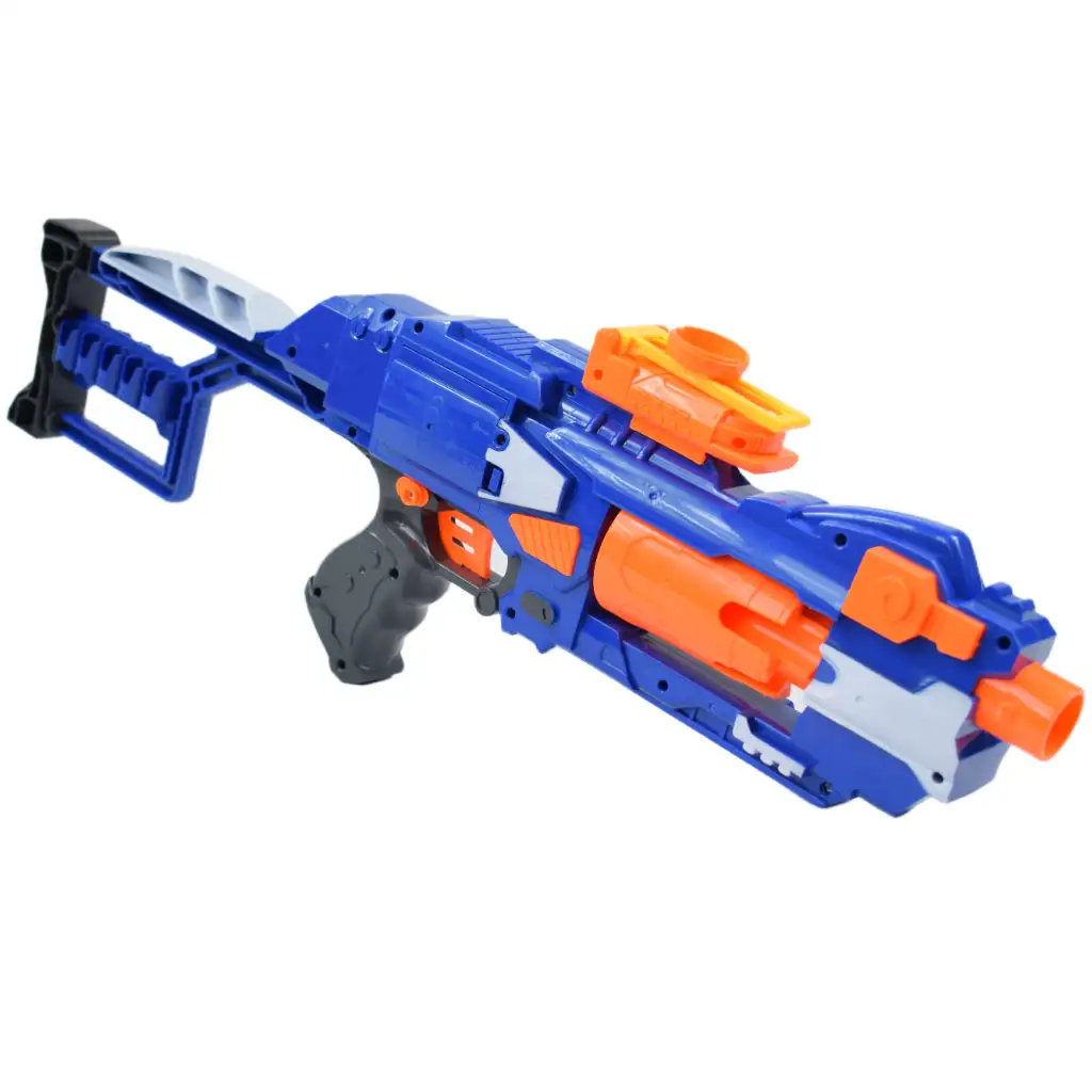 Soft Bullet Gun: Elektromos forgótáras szivacslövő gépfegyver töltényekkel 55cm kép 3