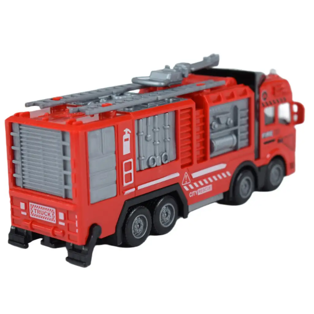 Fire Truck: Fém lendkerekes tűzoltósági kamion 20cm kép 5