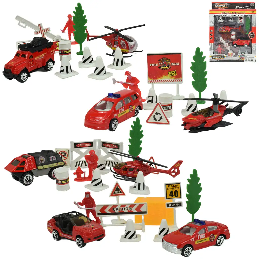 Fire Crew: Tűzoltó játékszett járművekkel és kiegészítőkkel többféle változatban 1db