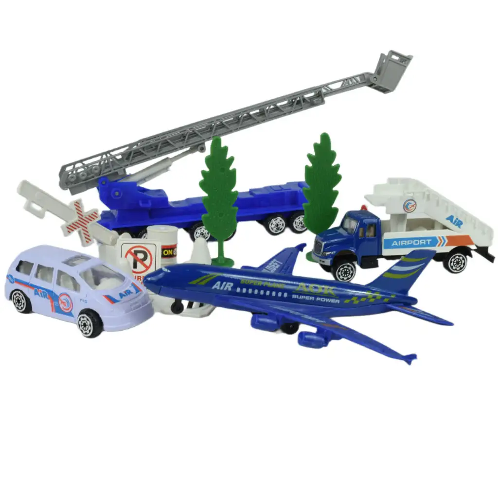 Aircraft: Reptülőtéri játékszett járművekkel, repülővel és kiegészítőkkel kétféle változatban kép 6
