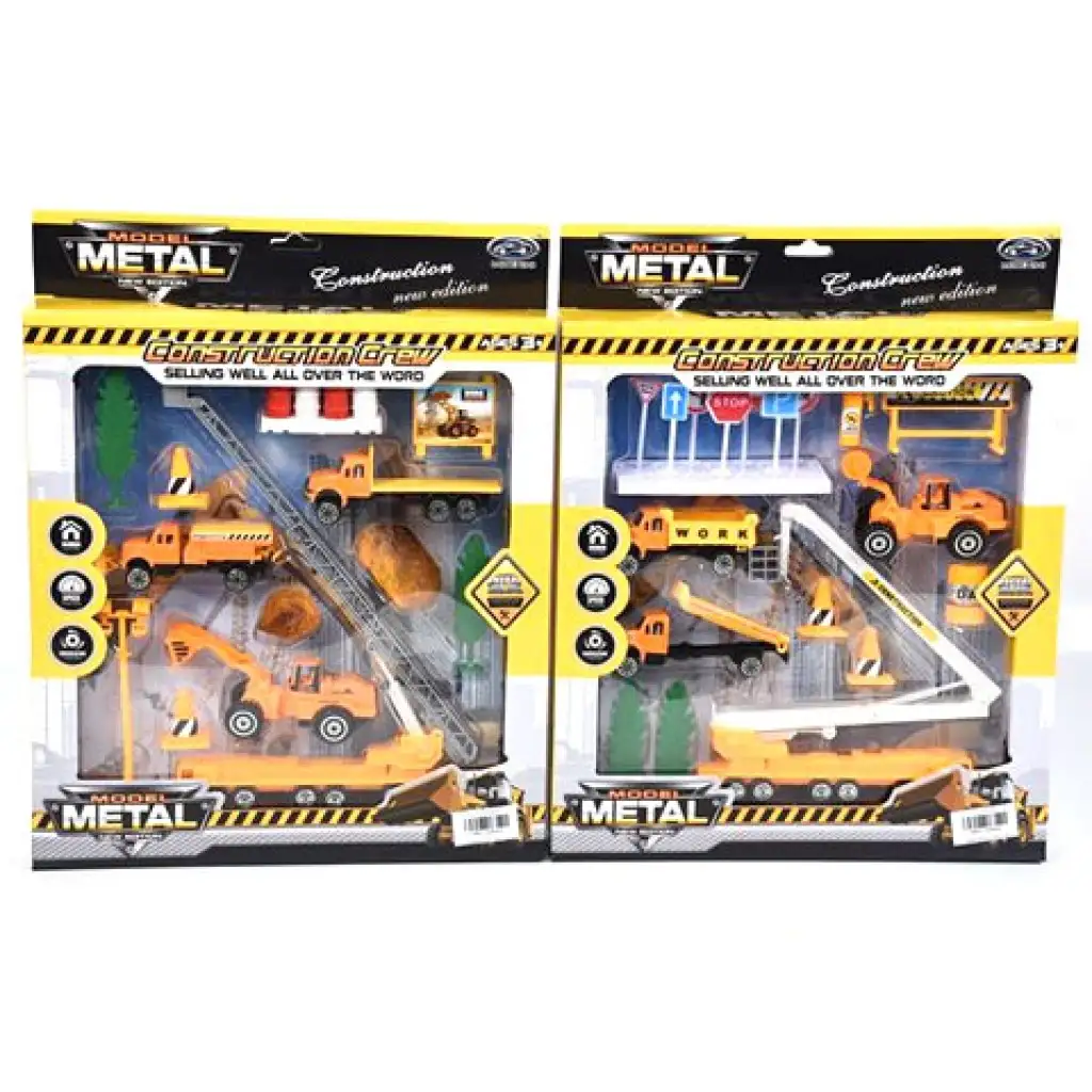 Építőipari játékszett kétféle változatban járművekkel