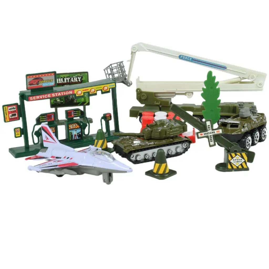 Super Army: Katonai játékszett fém járművekkel és lendkerekes repülővel kétféle változatban kép 7