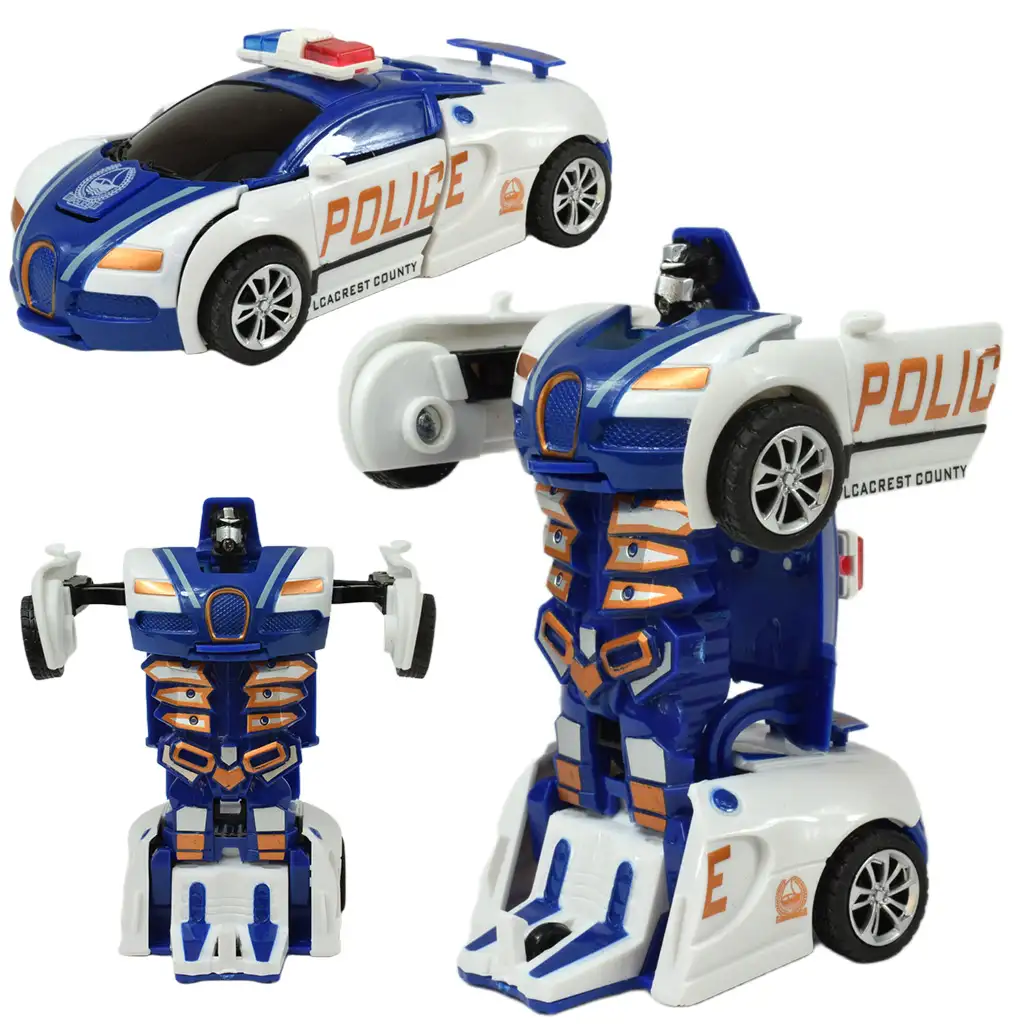 Car Model: Robottá alakítható lendkerekes Bugatti Veyron rendőrautó többféle változatban 13cm 1db kép 4