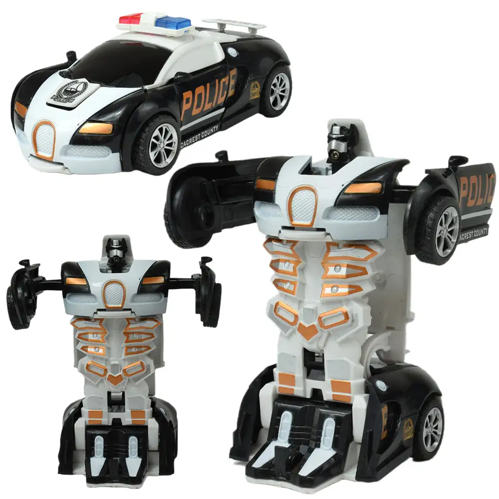 Car Model: Robottá alakítható lendkerekes Bugatti Veyron rendőrautó többféle változatban 13cm 1db kép 2
