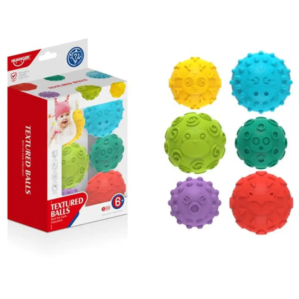 Színes készségfejlesztő puha labda 6 db-os szett