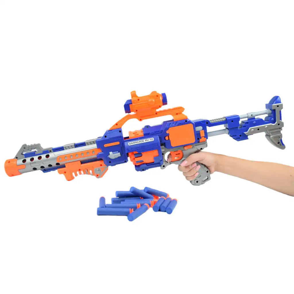 Flames Storm: Elektromos óriás szivacslövő fegyver fénnyel, forgótárral és töltényekkel 73cm kép 8