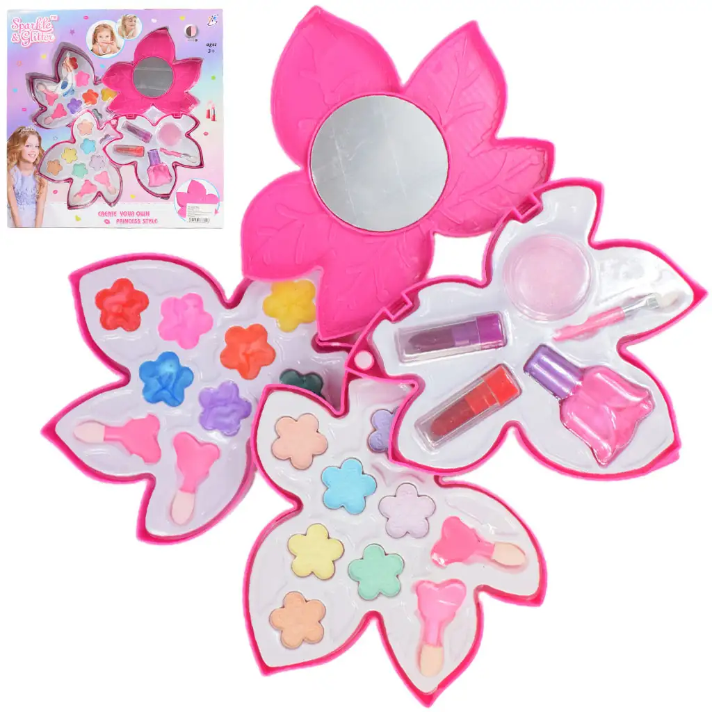 Sparkle & Glitter: Falevél formájú háromszintes sminkszett tükörrel