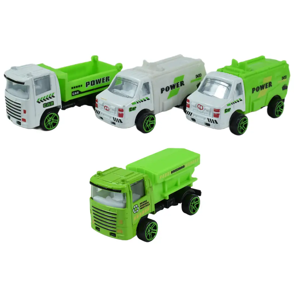 Greening Car: Hulladékszállító teherautók 10 db-os szett kép 3