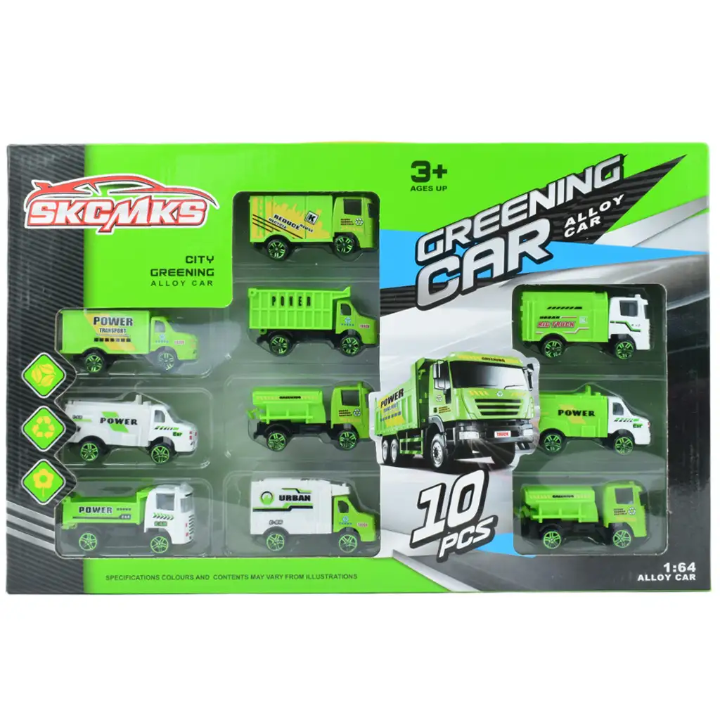 Greening Car: Hulladékszállító teherautók 10 db-os szett kép 4