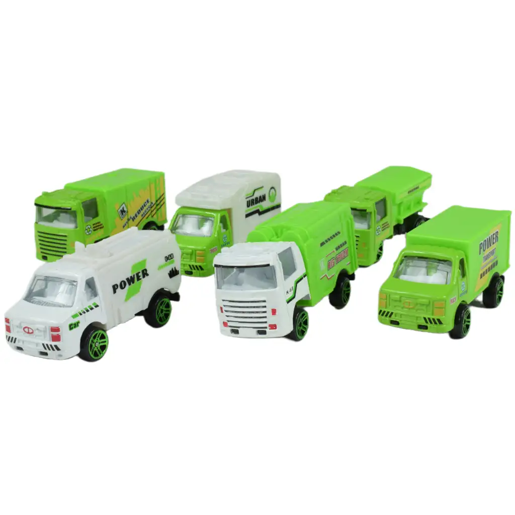Greening Car: Hulladékszállító teherautók 6 db-os szett kép 8