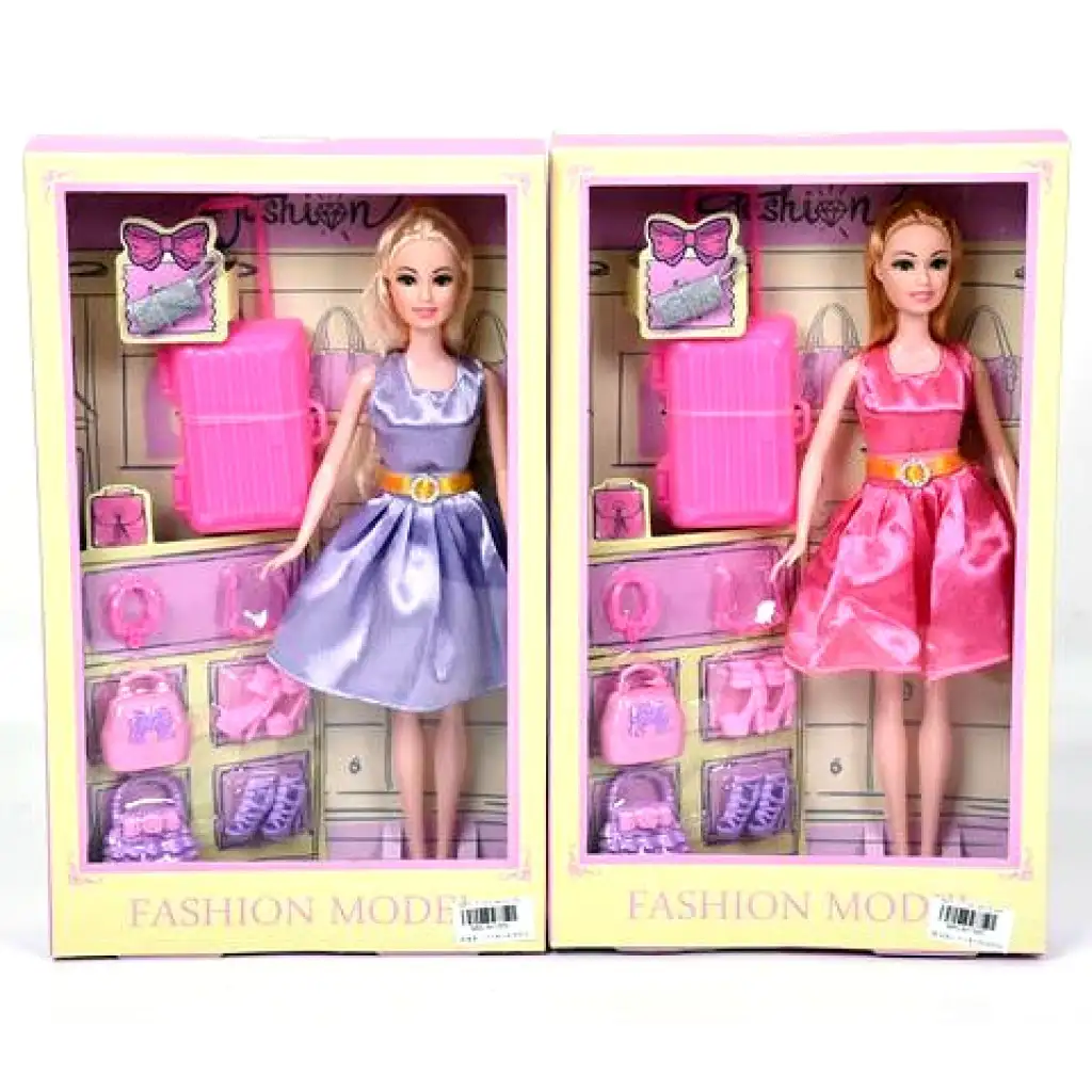 Divatbaba bőrönddel és kiegészítőkkel kétféle változatban 29cm kép 1