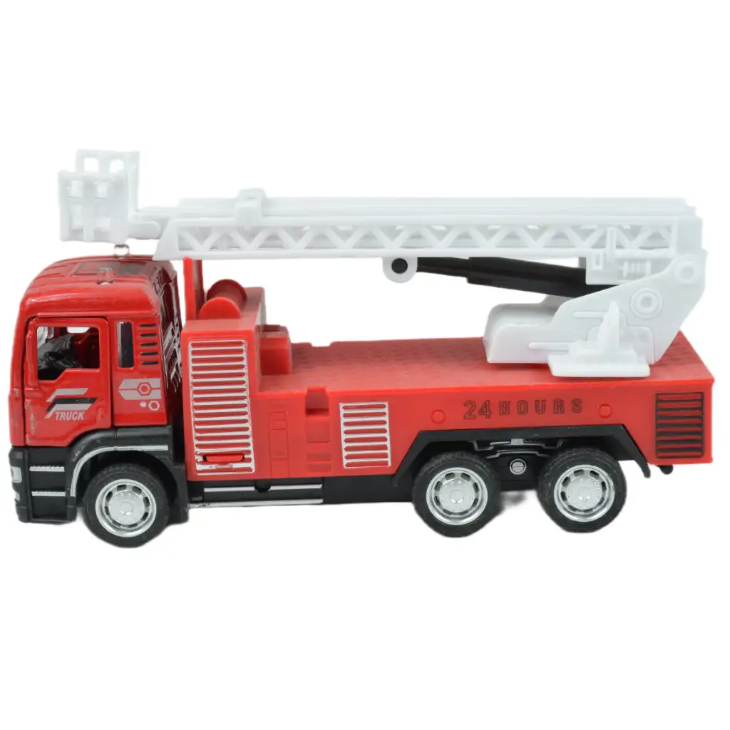 Fire Truck: Hátrahúzós tűzoltó teherautó kétféle változatban 14cm kép 6