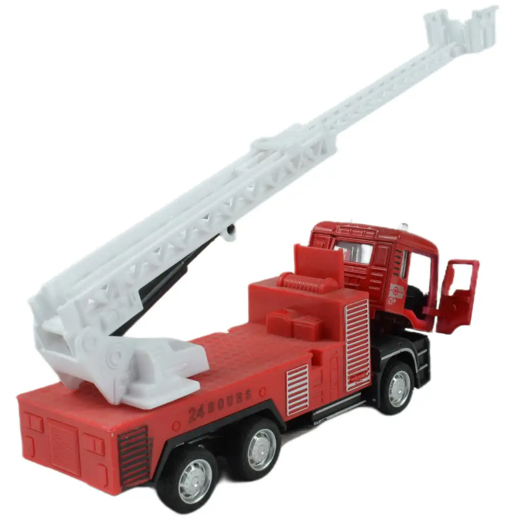 Fire Truck: Hátrahúzós tűzoltó teherautó kétféle változatban 14cm kép 7