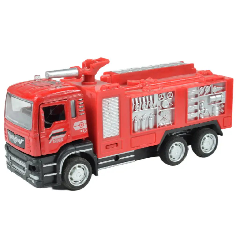 Fire Truck: Hátrahúzós tűzoltó teherautó kétféle változatban 14cm kép 2