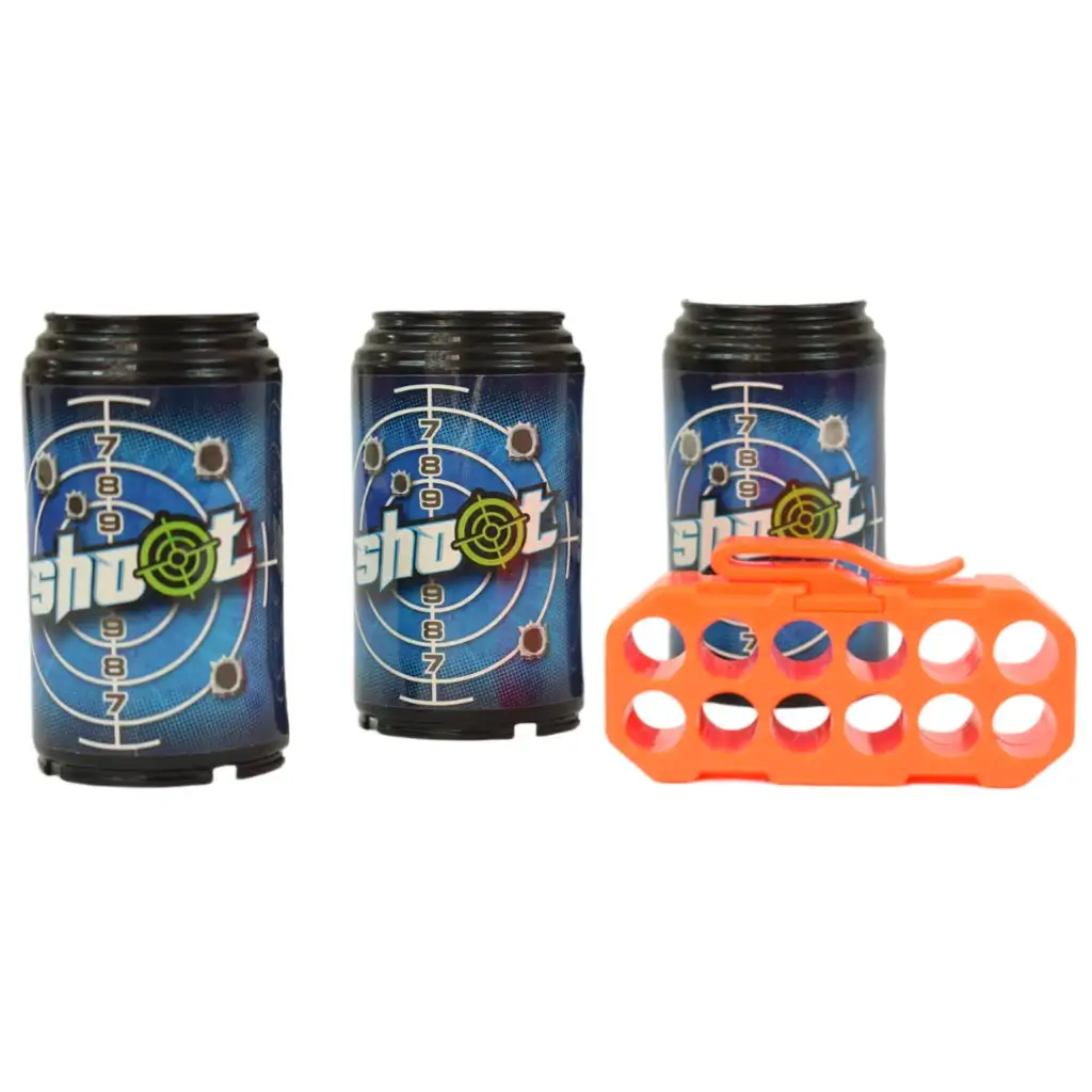 Super Shoot: Manuális szivacslövő fegyver töltényekkel és üdítősflakon célokkal 46cm kép 4