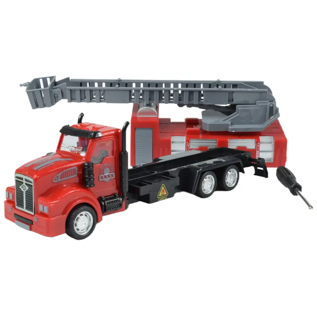 City Truck: Átalakítható lendkerekes tűzoltósági teherautó jelzőtáblákkal 19cm kép 6