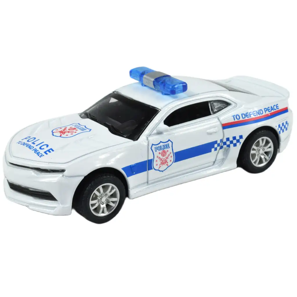 Police Cars: Hátrahúzós fém rendőrautó többféle változatban 11cm 1db kép 6