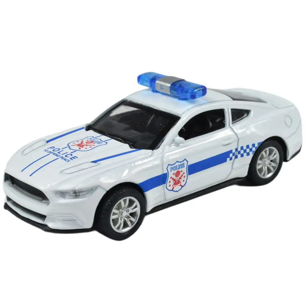 Police Cars: Hátrahúzós fém rendőrautó többféle változatban 11cm 1db kép 8