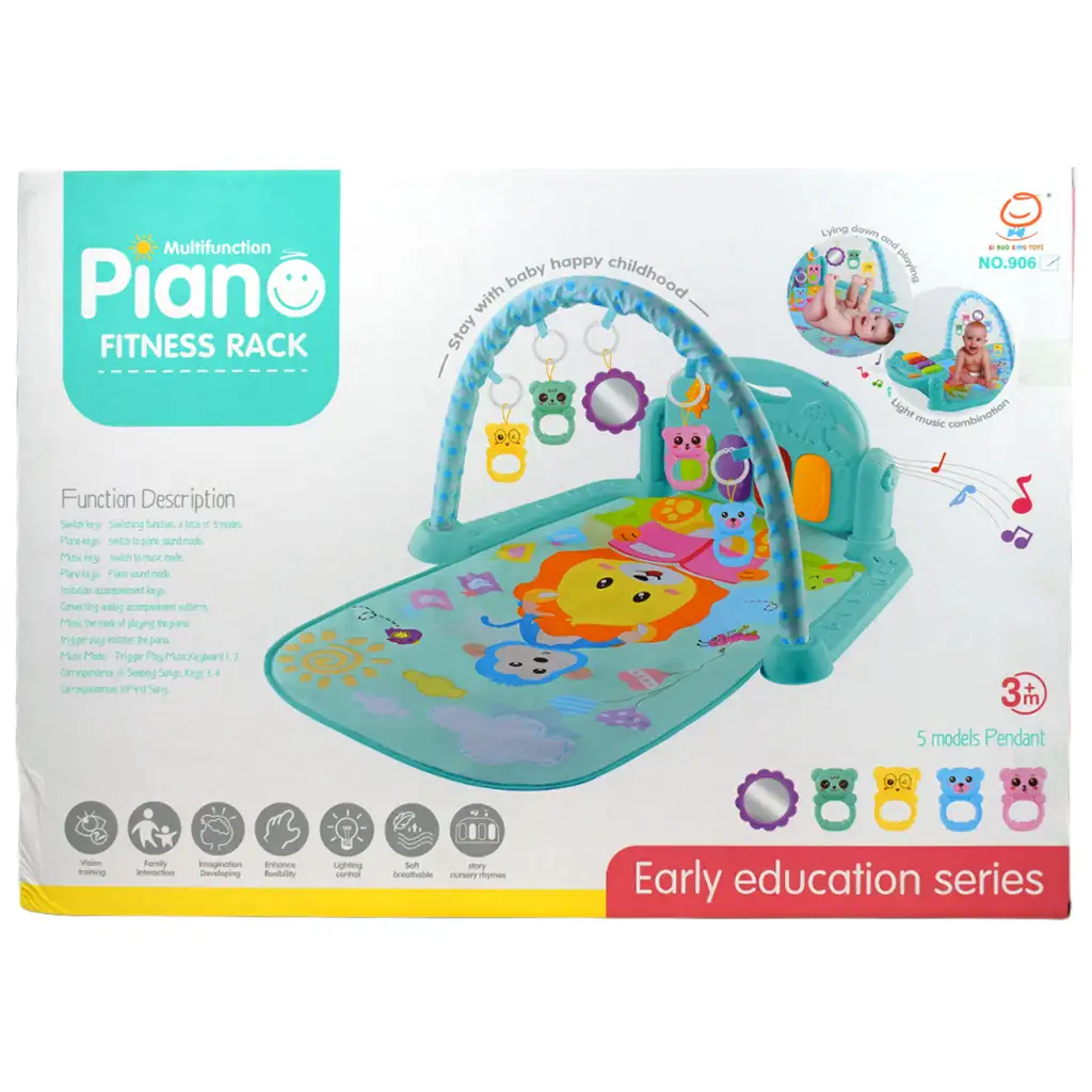 Oroszlános kék játszószőnyeg bébi zongorával  64x78cm kép 6