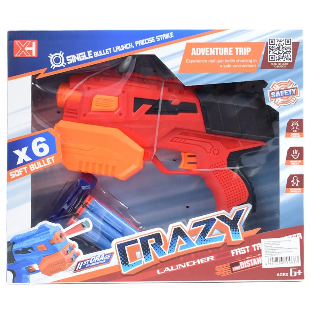 Crazy Launcher: Manuális szivacslövő szett céltáblával és lövedékkel 24cm kép 9