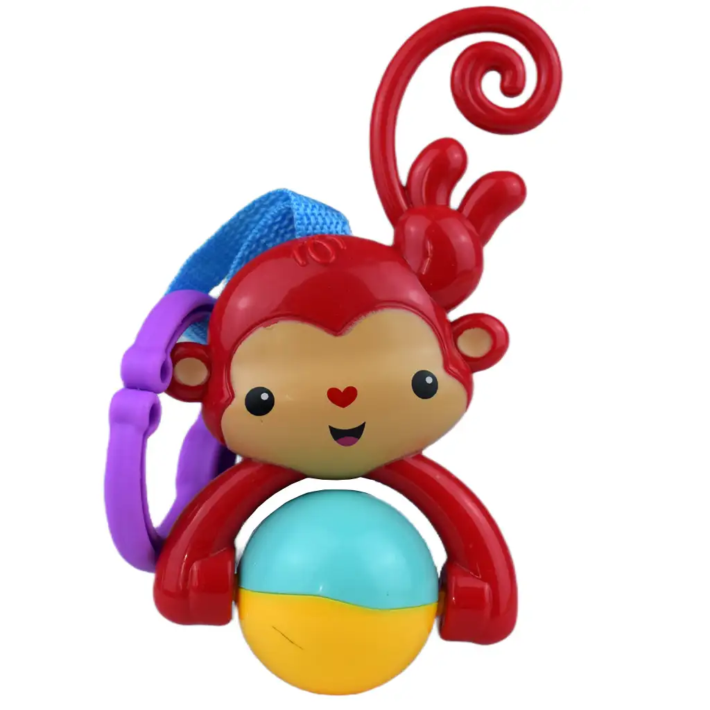 Sun Baby: Vidám majom BPA mentes csörgő forgó gömbbel kép 2