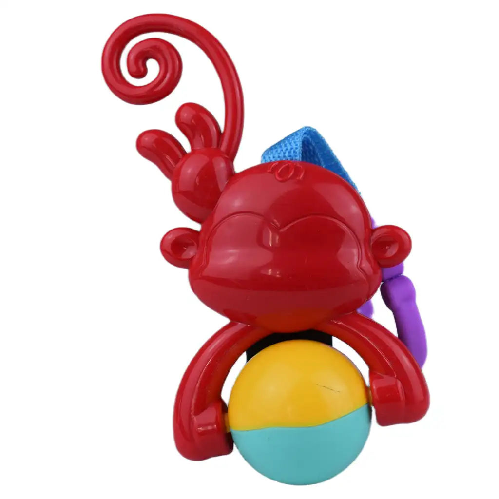 Sun Baby: Vidám majom BPA mentes csörgő forgó gömbbel kép 3