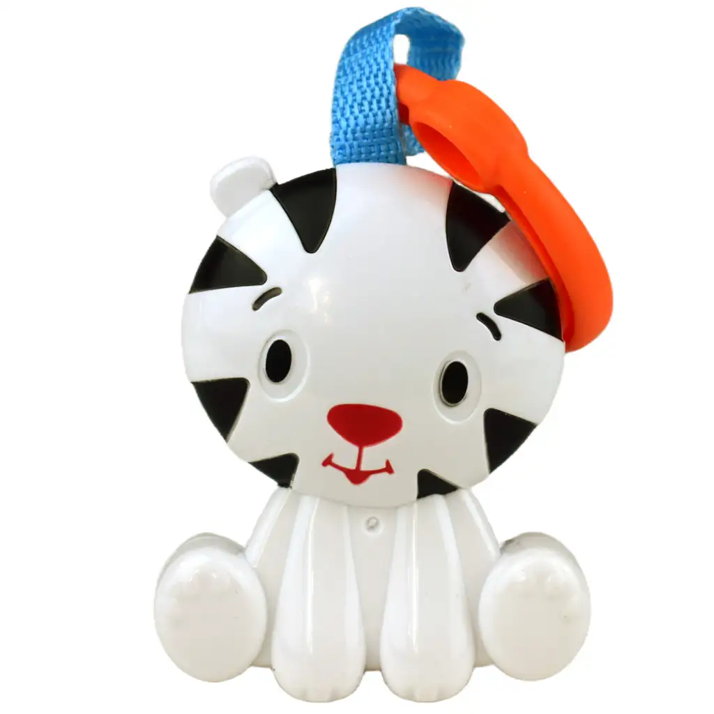 Sun Baby: Vidám fehér tigris BPA mentes bébi csörgő kép 2