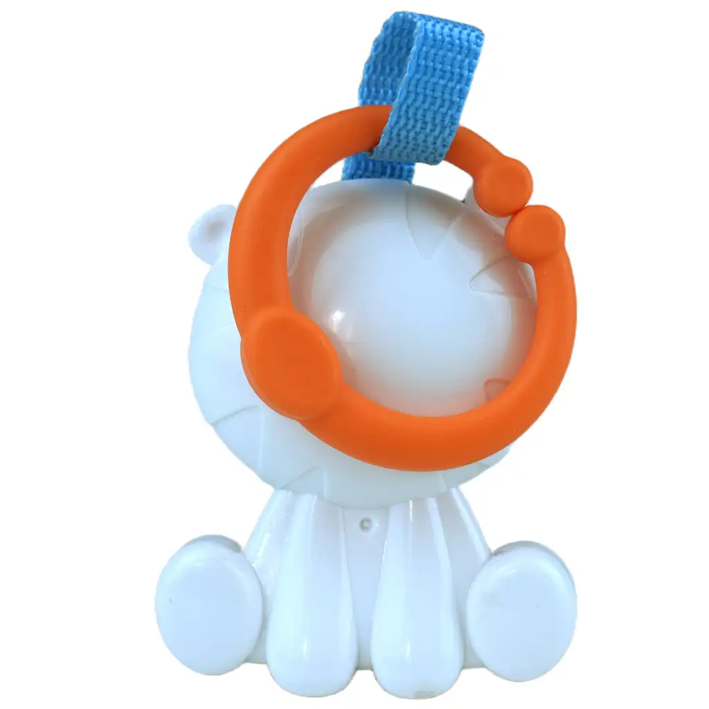 Sun Baby: Vidám fehér tigris BPA mentes bébi csörgő kép 3