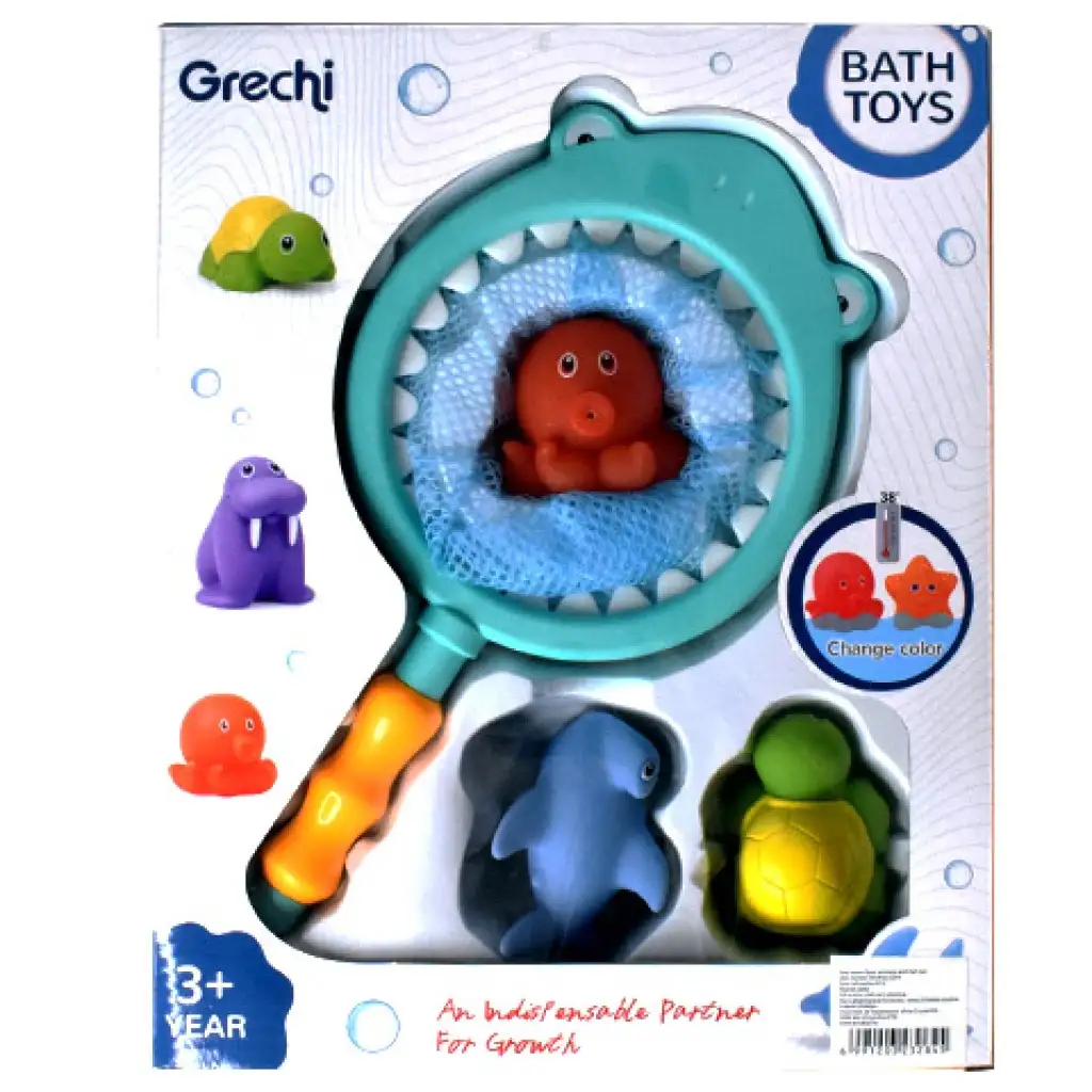 Cápás horgászháló spriccelő állatokkal fürdőjáték szett kép 2