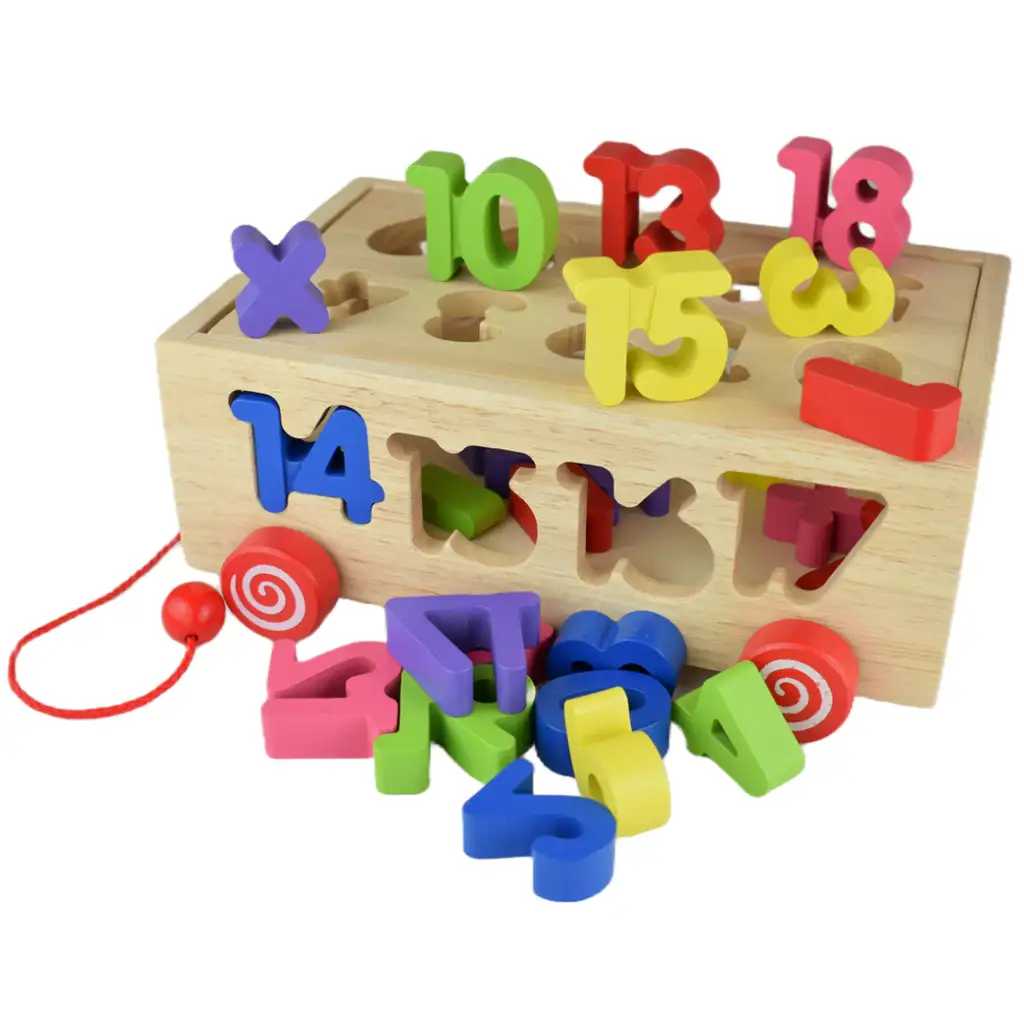 Beilaluna: Fa formaválogatós húzható kocsi számokkal kép 7