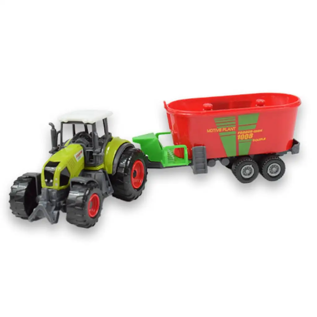 Farm Set: Mezőgazdasági traktor utánfutóval négyféle változatban 22cm kép 6