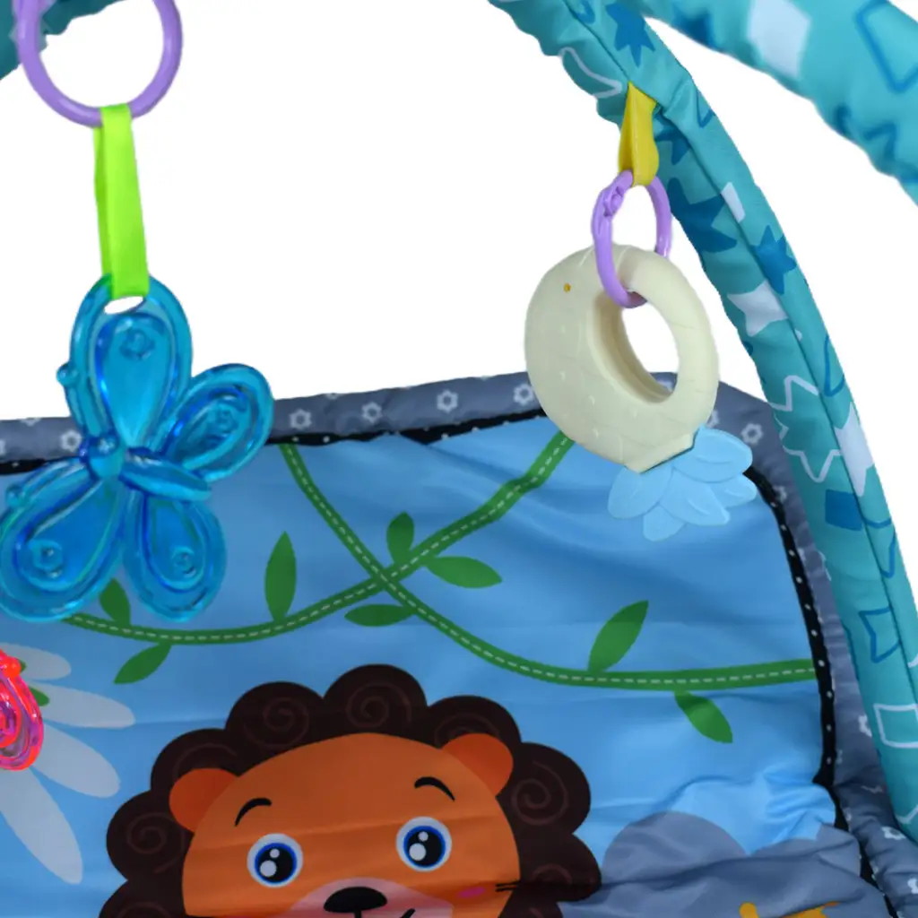 Vidám állatos bébiszőnyeg rágókával és zenével 77x43cm kép 5