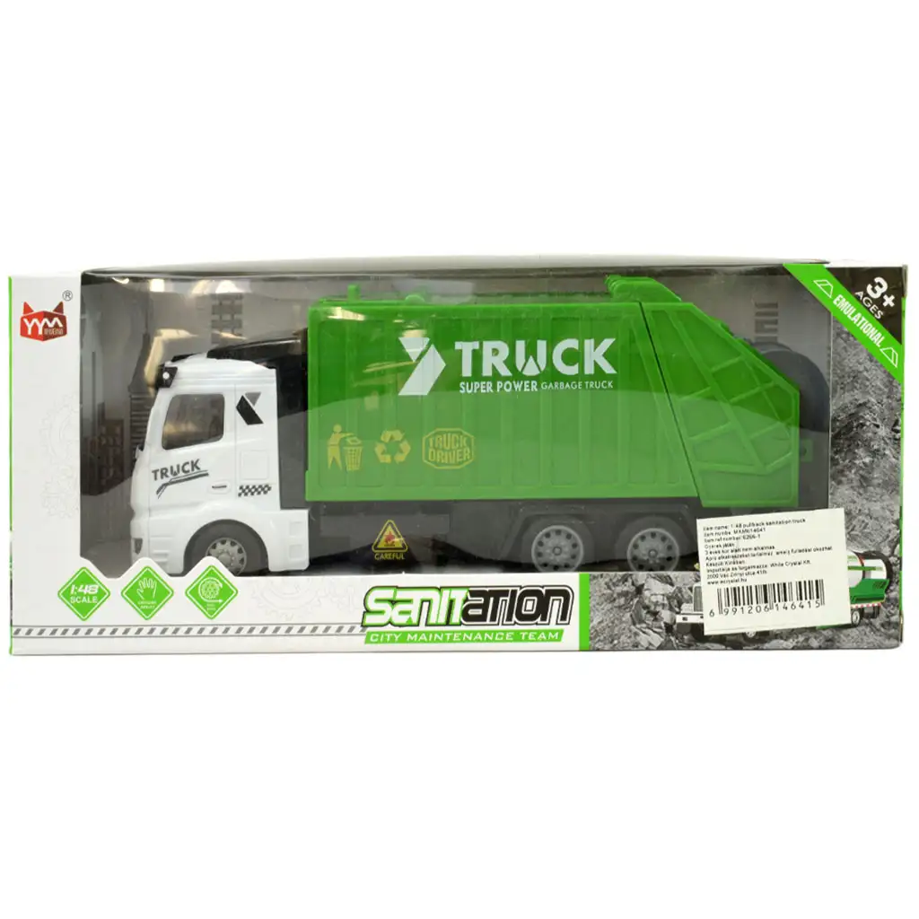 Super Truck: Konténeres lendkerekes szemétszállító kamion 20cm kép 6